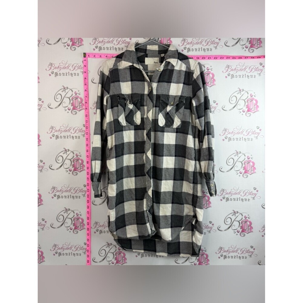 Wilfred free dress button up checkered soft Black and White Plaid Midi Dress